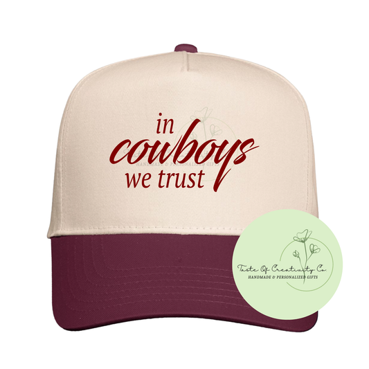 In Cowboys We Trust Trucker Cap, Gift for Her, Western Themed Apparel, Rodeo Apparel