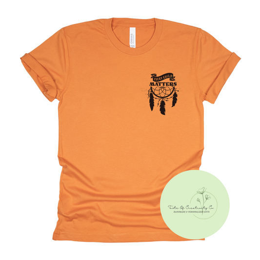 Every Child Matters Pocket Design T-Shirt, Orange Shirt Day Apparel, National Day for Truth and Reconciliation *$5.00 of Proceeds Donated to MCFN Foundation*