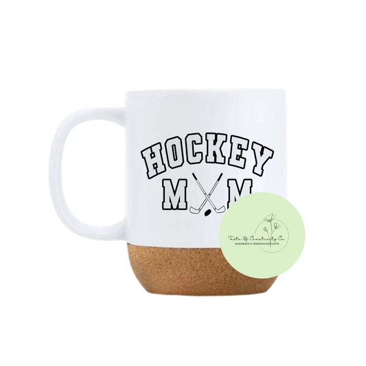 Hockey Mom Travel Cork Bottom Coffee Mug, Hockey Mom Gift, Hockey Parent Gift, Travel Mug with Lid