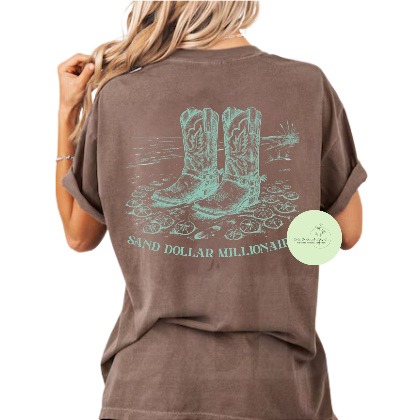 Sand Dollar Millionaire T-Shirt, Oversized Relaxed Fit Tee, Coastal Cowgirl Collection, Disco Cowgirl Collection