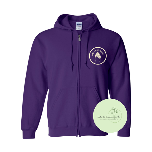 MBM Mom Bun MVMT Hooded Zip-Up Sweater, Gym Apparel, Branded for Business Sweater