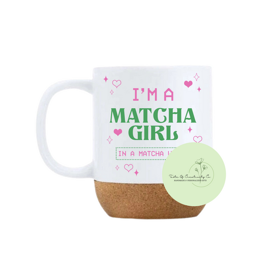 I'm a Matcha Girl Travel Cork Bottom Coffee Mug, Matcha Lover Gift, Gift for Matcha Drinker, Matcha Mug, Travel Mug with Lid (Copy)