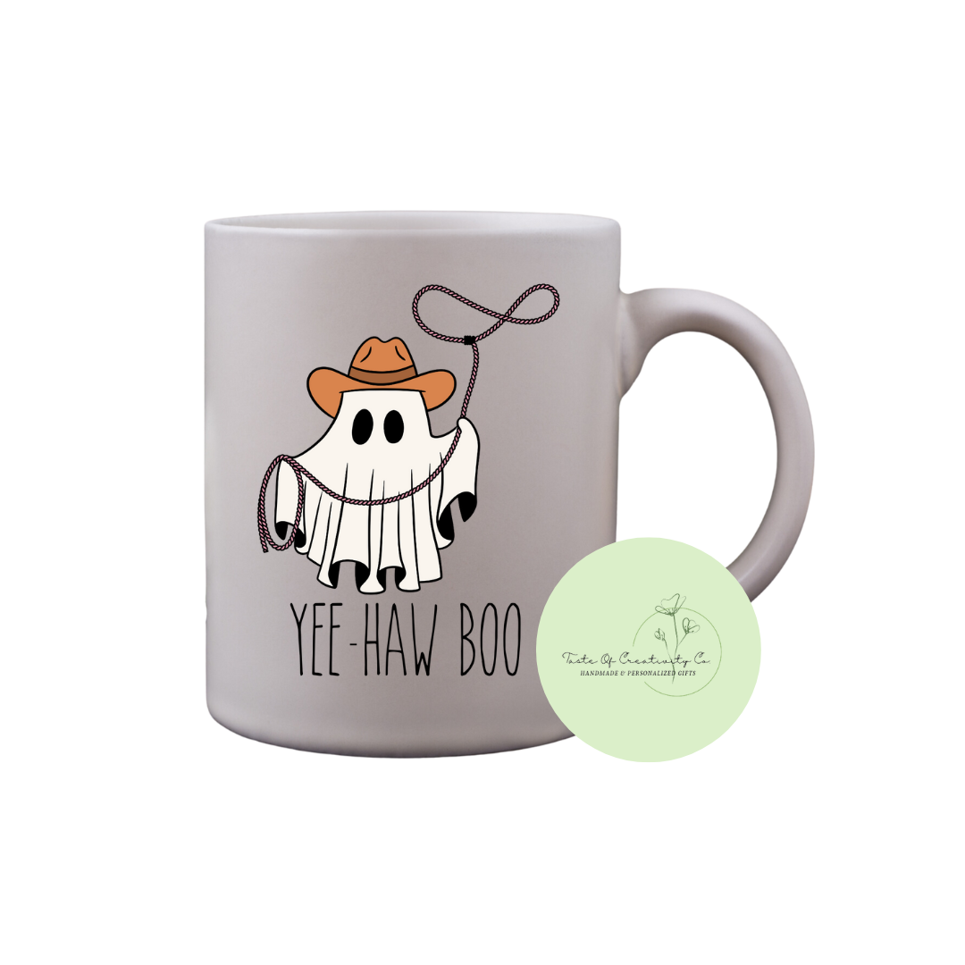 "Yee-Haw Boo" Coffee Mug, Dishwasher Safe, Halloween Coffee Mug, Spooky Western Mug