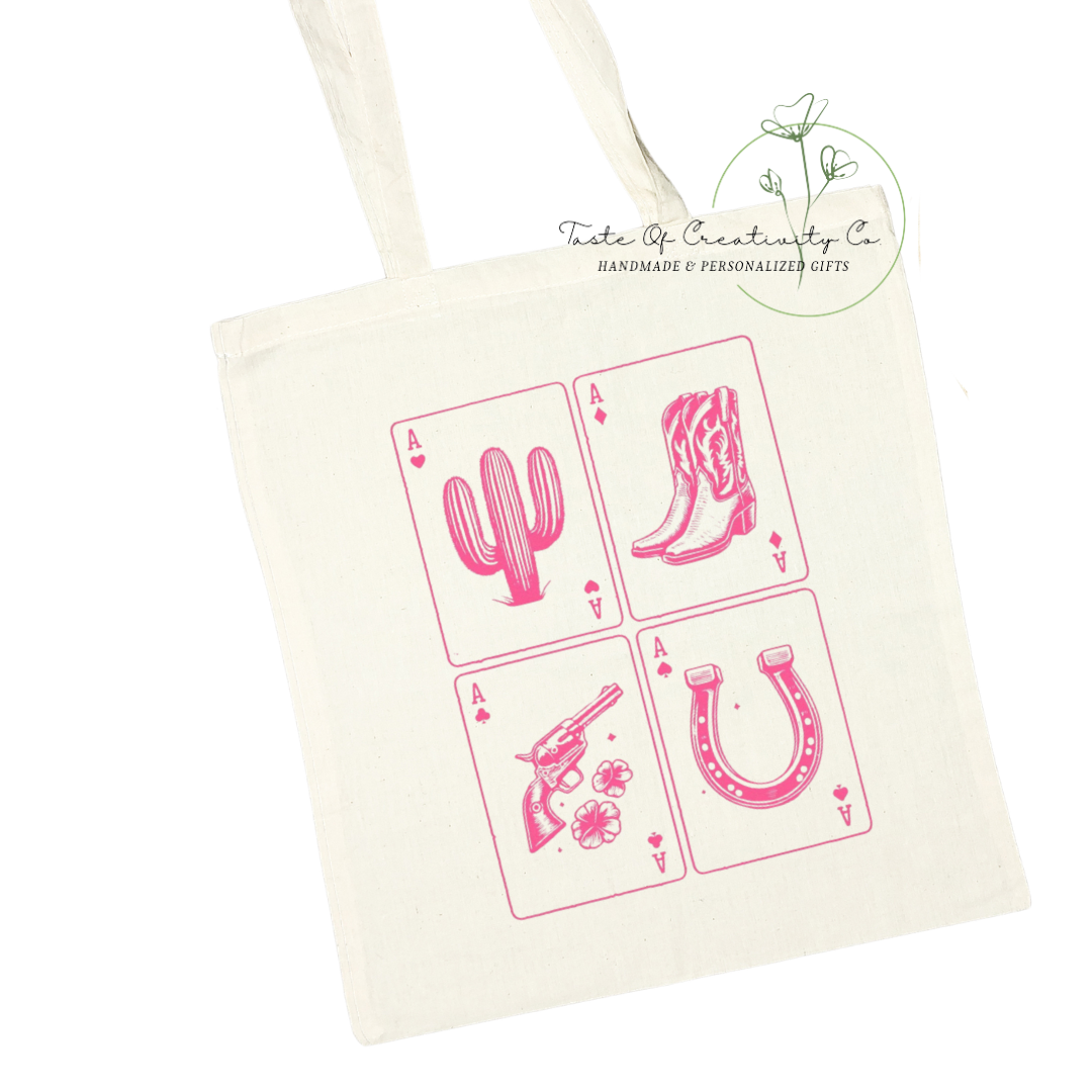 Western Ace of Hearts Tote Bag, Eco Friendly Bag, Reusable Shopping Bag