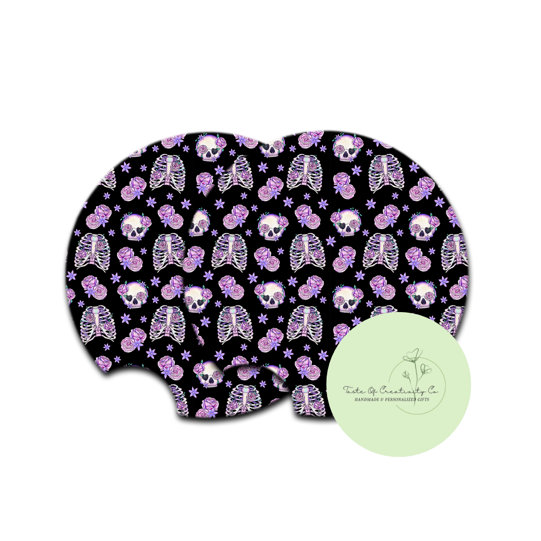 "Lovely Bones" Car Coaster Set, Car Accessory, Spooky Szn Drinkware