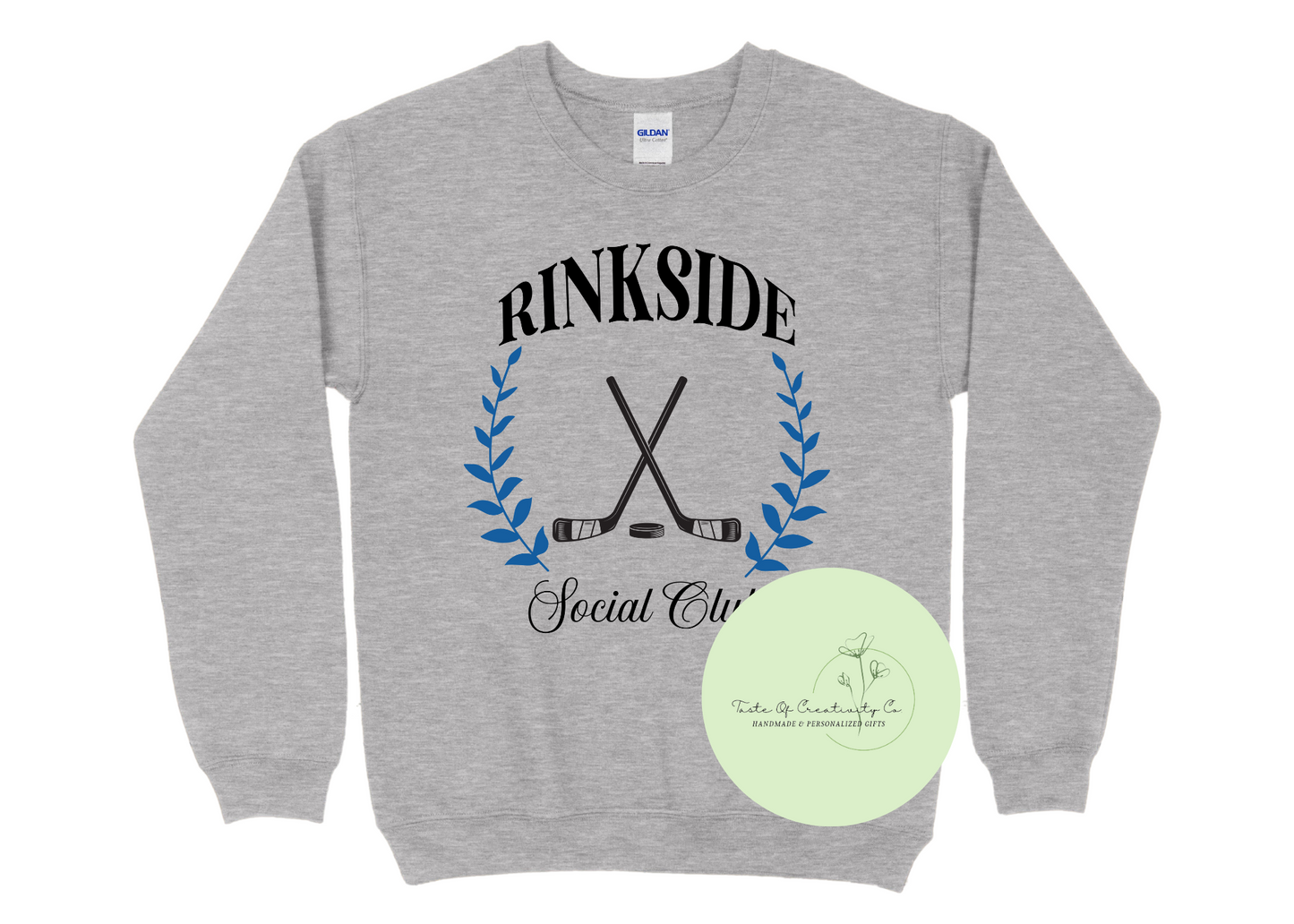 "RINKSIDE Social Club" Crewneck Sweater, Hockey Apparel, Hockey Rink Sweater, Hockey Wives Apparel