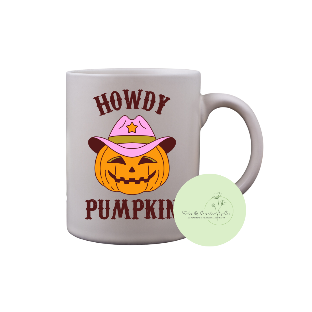 "Howdy Pumpkin" Coffee Mug, Dishwasher Safe, Halloween Coffee Mug, Spooky Western Mug