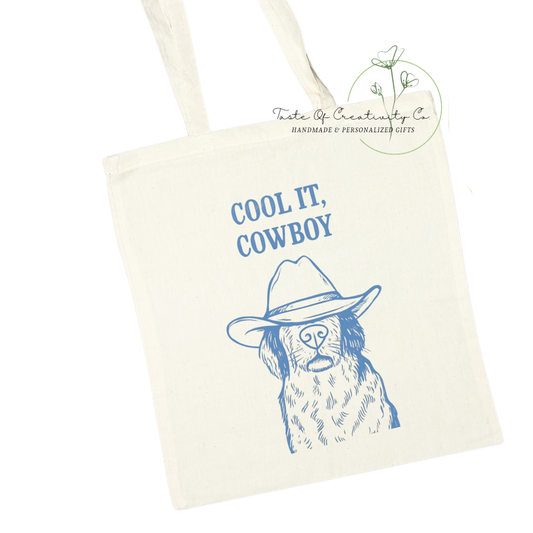 Cool It Cowboy Dog Tote Bag, Eco Friendly Bag, Reusable Shopping Bag