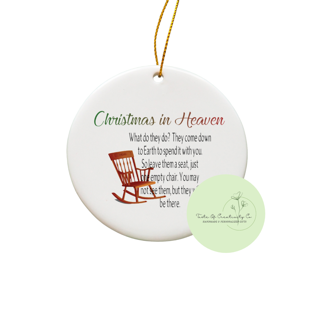 Christmas in Heaven Sublimated Ornament, Memorial Gift, Christmas Tree Ornament