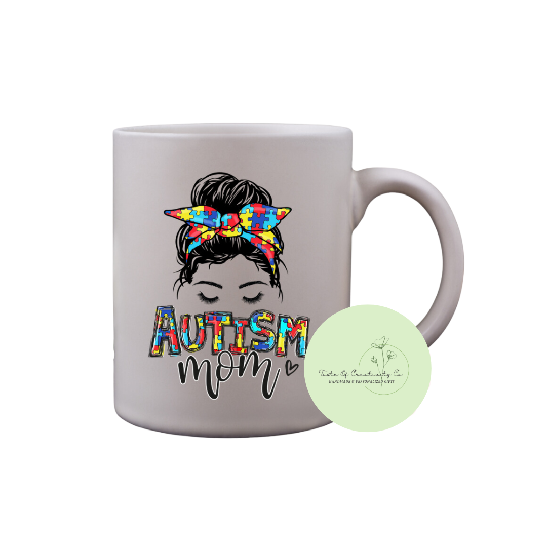 "Autism Mom" Coffee Mug, Dishwasher Safe, Autism Awareness Gift