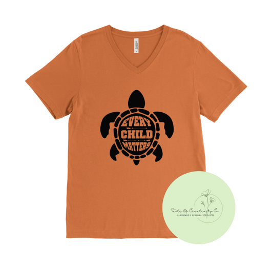 "Every Child Matters Turtle" T-Shirt, Orange Shirt Day Apparel, National Day for Truth and Reconciliation *$5.00 of Proceeds Donated to Anishnabeg Outreach*