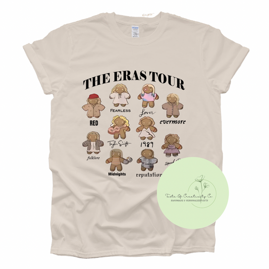 "The ERAS Tour" Gingerbread Themed T-Shirt, Taylor Swift Apparel, Gift for Swiftie, ERAS Tour Merch