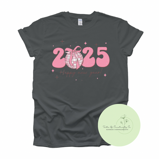 “2025 Happy New Year” T-Shirt, New Years Apparel, NYE Shirt