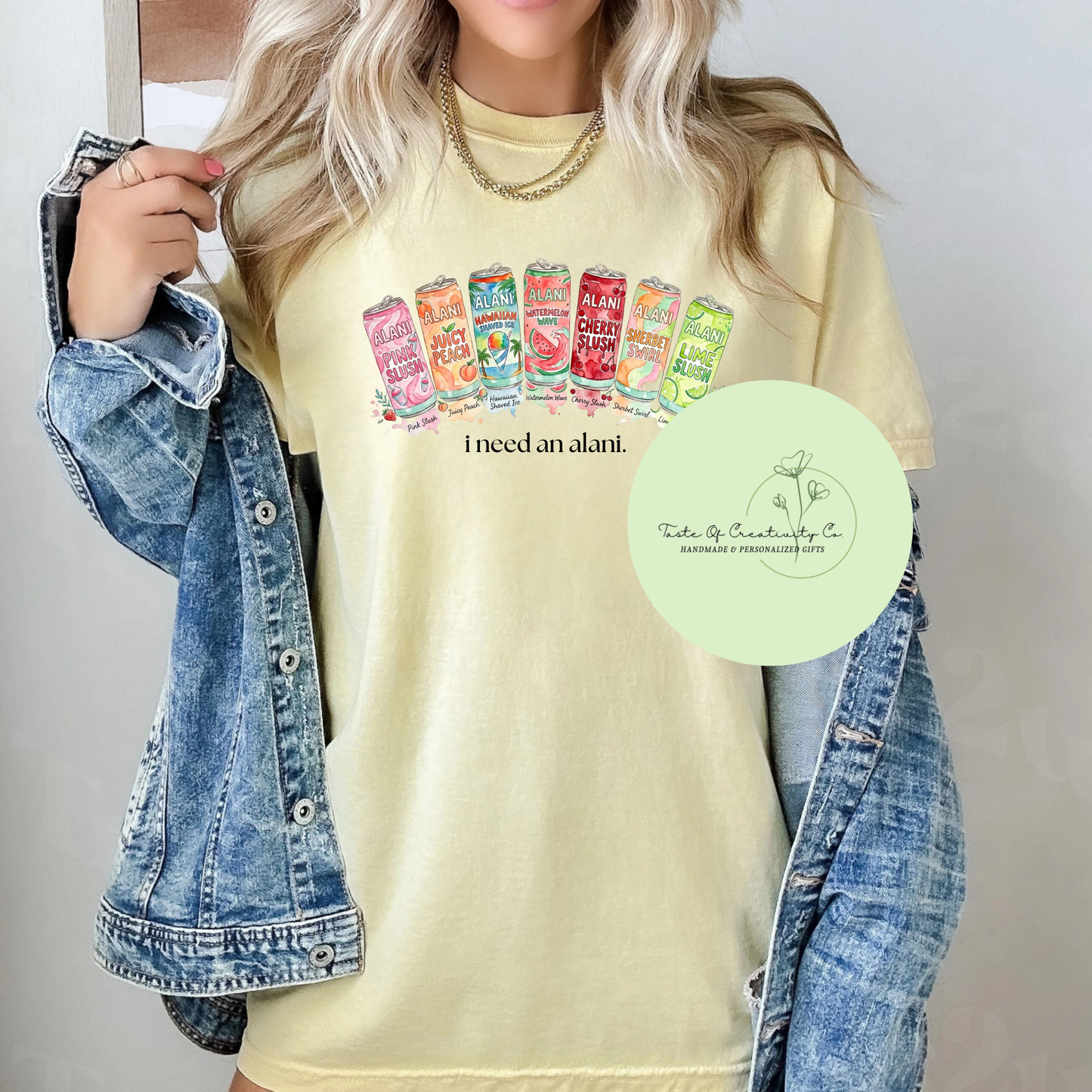 “I Need An Alani” Watercolour Cans T-Shirt, Oversized Relaxed Fit Tee, Energy Drink Inspired Apparel