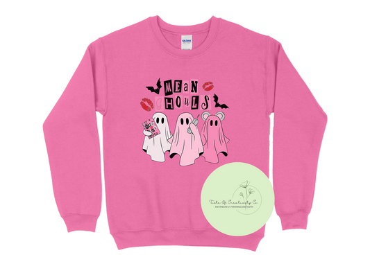 "Mean Ghouls" Crewneck Sweater, Popular Movie Apparel, Halloween Sweater, Ghost Sweater