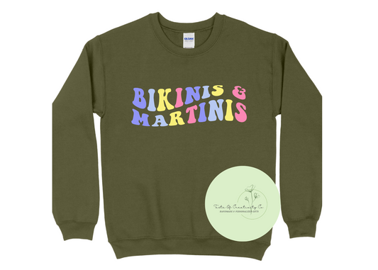 Bikinis and Martinis Crewneck Sweater, CAMP COTTAGE Collection, Campfire Sweater