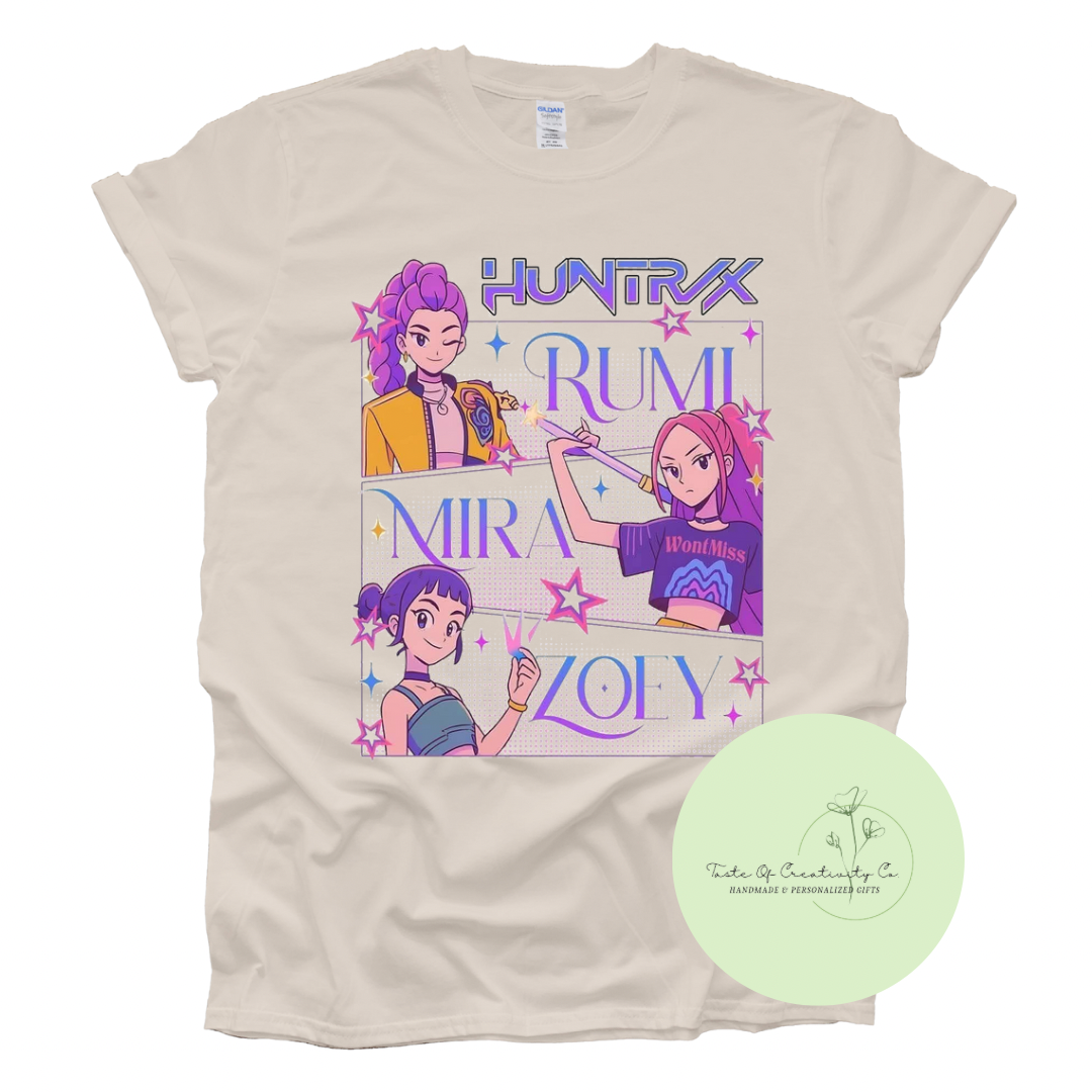 HUNTR/X Graphic T-Shirt, KPop Demon Hunters T-Shirt, KPop Apparel, Korean Culture Television