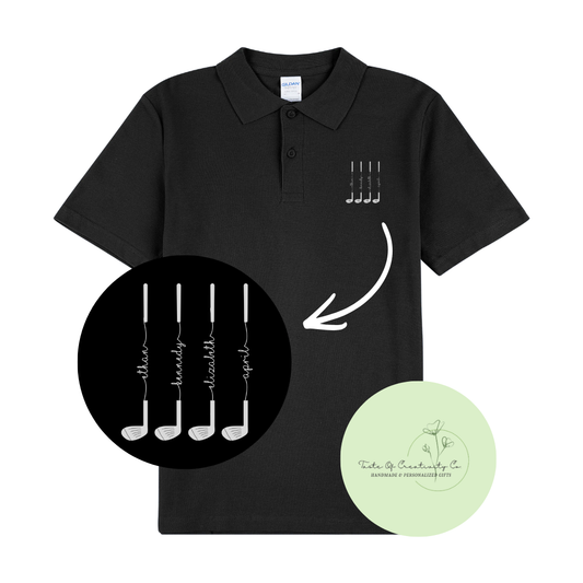Personalized Golf Clubs Polo Shirt, Golf Gift for Dad, Father's Day Gift, Personalized Gift for Dad