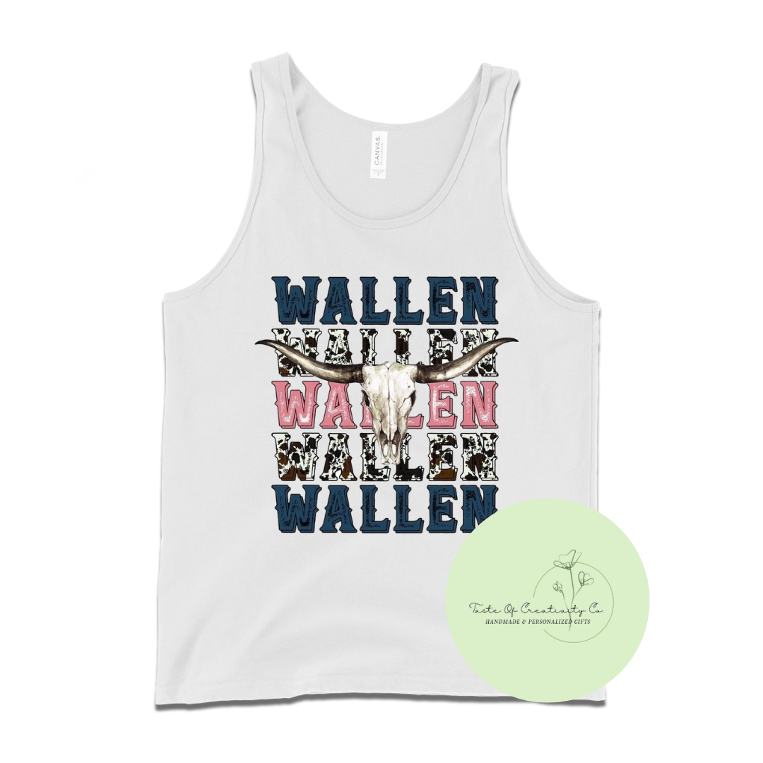 WALLEN Western Longhorn Tank Top, Western Tank Top, Country Apparel, Disco Cowgirl Collection