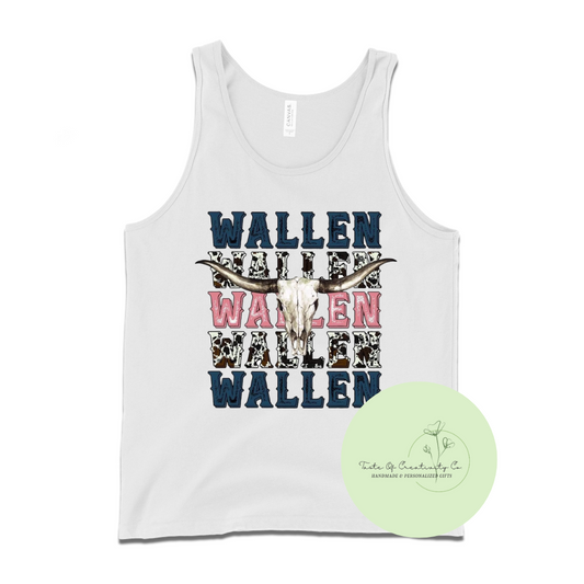 WALLEN Western Longhorn Tank Top, Western Tank Top, Country Apparel, Disco Cowgirl Collection
