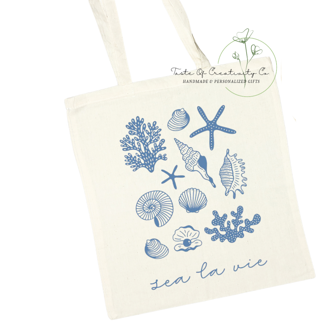 Sea La Vie Tote Bag, Eco Friendly Bag, Reusable Shopping Bag, Coastal Cowgirl Collection, Disco Cowgirl Collection