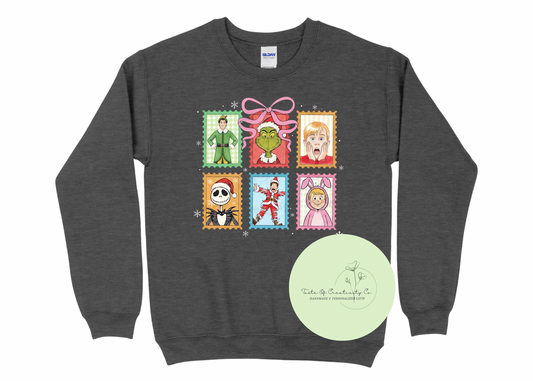 Retro Christmas Characters Crewneck Sweater, Retro Christmas Apparel, Christmas Crewneck Sweater, The Winter Wishes Collection