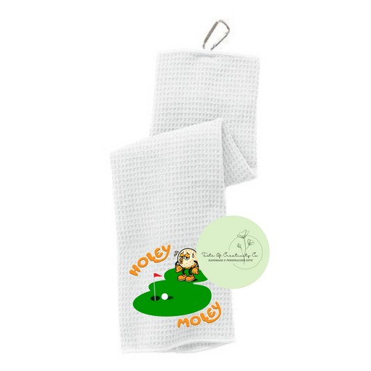 Holey Moley Golf Towel With Carabiner, Golf Cart Accessory for Men, Gift for Golfer, Funny Golf Gift