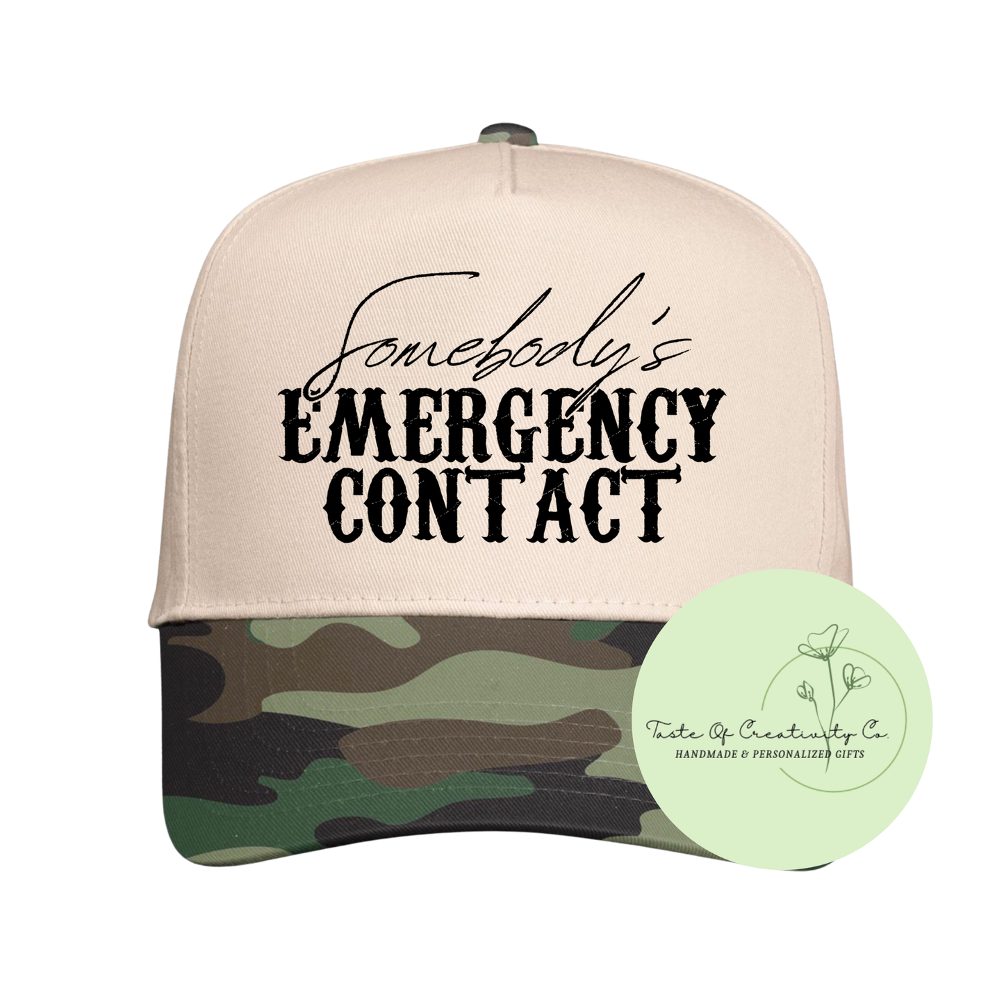 Somebody's Emergency Contact Trucker Cap, Gift for Her, Camo Edition, Disco Cowgirl Collection