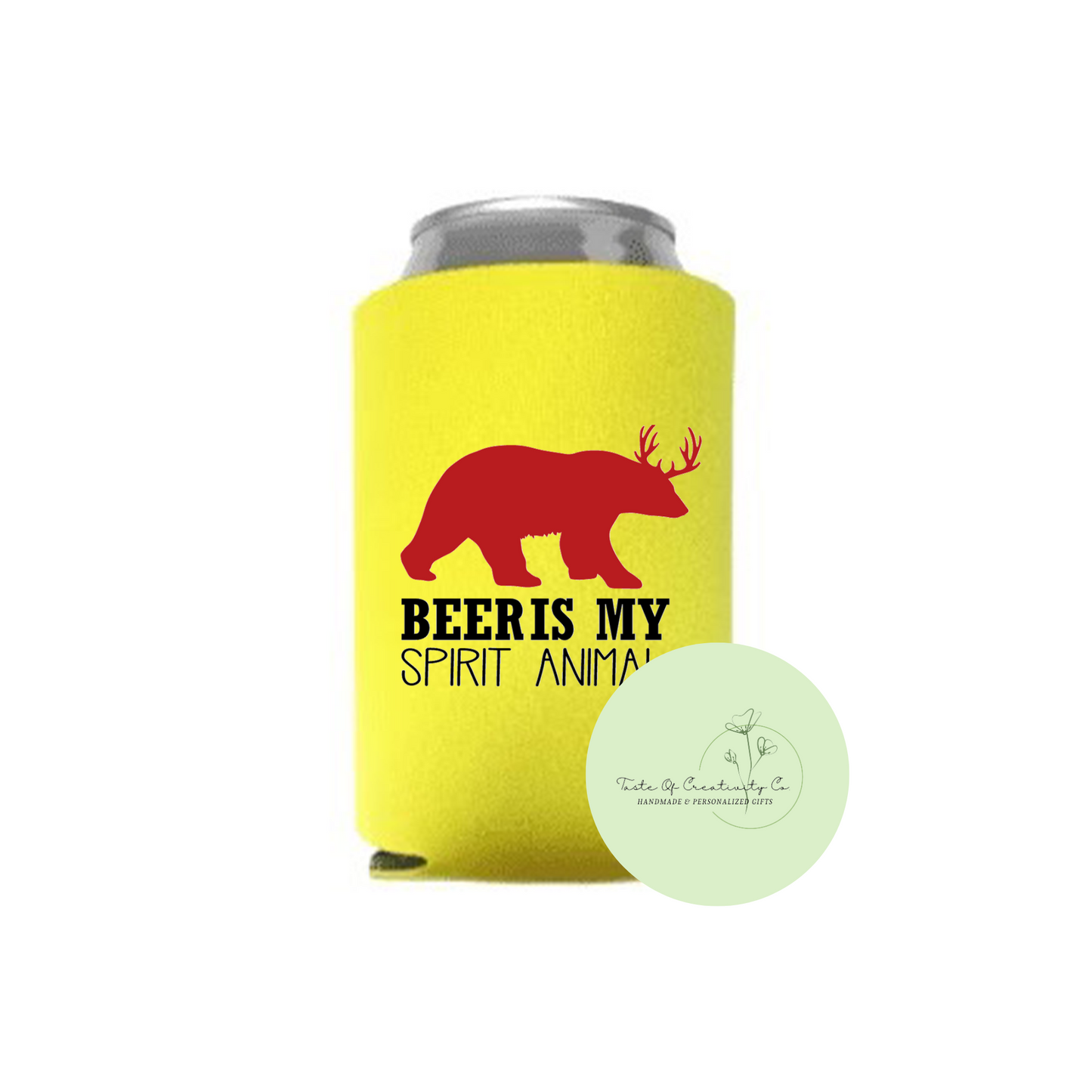 Beer is My Spirit Animal Can Cozie, Drinkware, Gift for Him