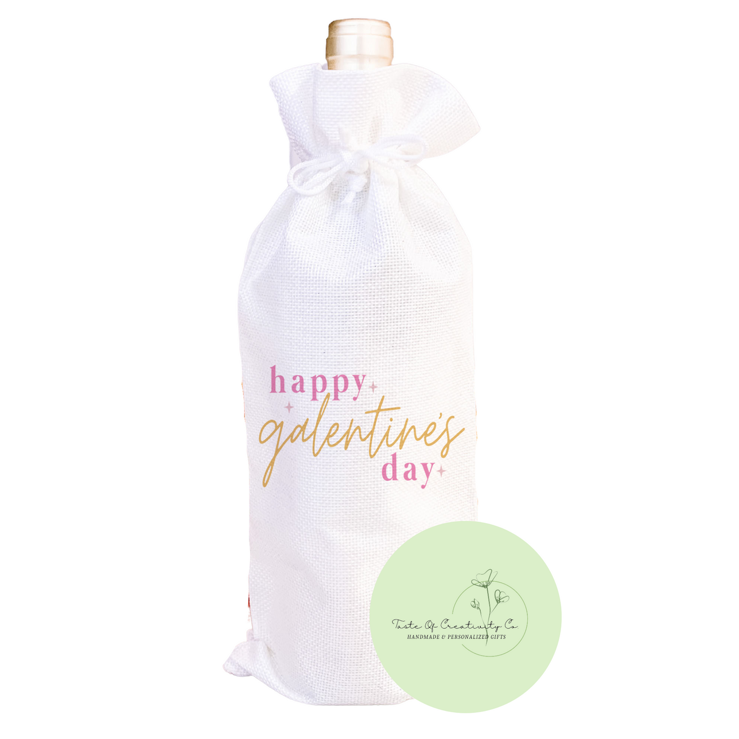 Happy Galentine's Day Wine Bag, Eco Friendly Gift Bag, Reusable Wine Bag